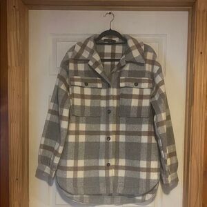 FORE Women's Plaid Utility Jacket in Gray and Brown